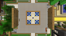 View of Spawn from above ground, the server rules and banned items were to the left and right.